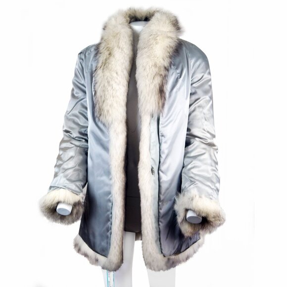 Genuine silver fox fur coat - Picture 6 of 8